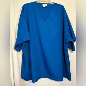 UNISEX 3XL BLUE SCRUB NURSING MEDICAL TOP SHIRT ALL HEART